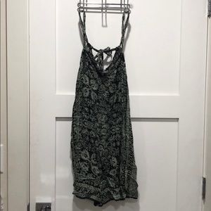 ANGIE teal and black paisley romper adjustable